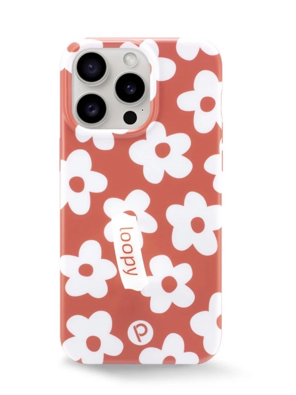 Loopy Case Rust Floral Phone Case with White Flowers - 14 Pro Max